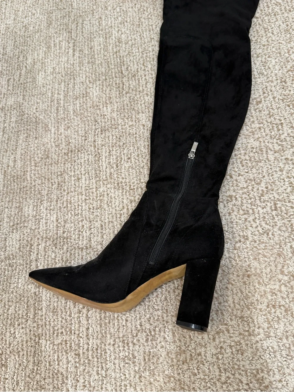 Marc Fisher Black Suede Over-the-Knee Block Heel Boots